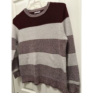 PINK CLOVER XL knit sweater long sleeve top soft, maroon & white